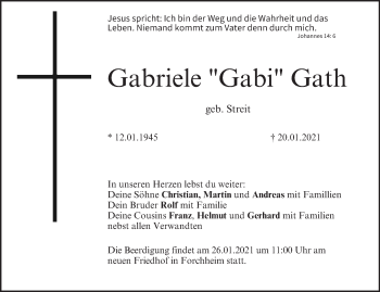Anzeige von Gabriele Gath von MGO