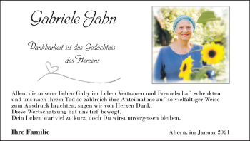 Anzeige von Gabriele Jahn von MGO