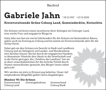 Anzeige von Gabriele Jahn von MGO
