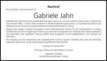 Anzeige von Gabriele Jahn von MGO