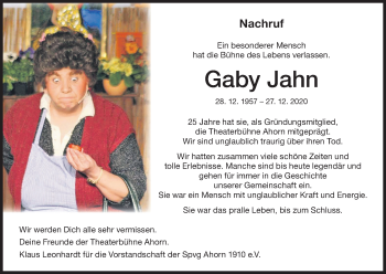 Anzeige von Gaby Jahn von MGO
