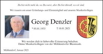 Anzeige von Georg Denzler von MGO