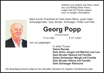 Anzeige von Georg Popp von MGO