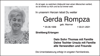 Anzeige von Gerda Rompza von MGO