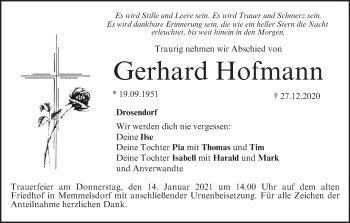 Anzeige von Gerhard Hofmann von MGO