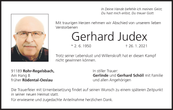 Anzeige von Gerhard Judex von MGO