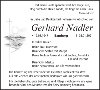 Anzeige von Gerhard Nadler von MGO