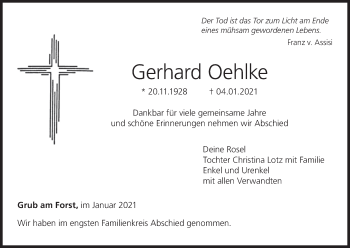 Anzeige von Gerhard Oehlke von MGO