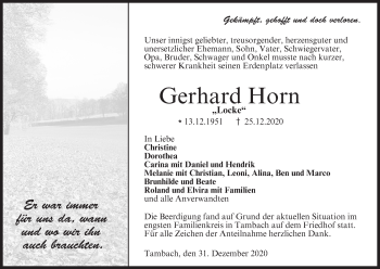 Anzeige von Gerhard Horn Horn von MGO