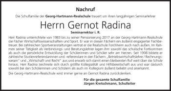 Anzeige von Gernot Radina von MGO