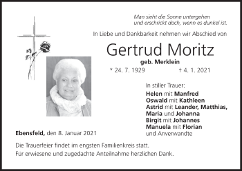 Anzeige von Gertrud Moritz von MGO
