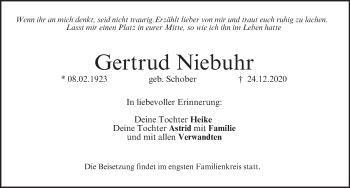 Anzeige von Gertrud Niebuhr von MGO