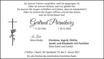 Anzeige von Gertrud Piernikorz von MGO