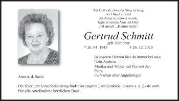 Anzeige von Gertrud Schmitt von MGO