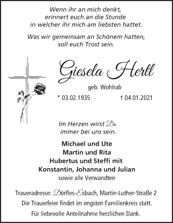 Anzeige von Giesela Hertl von MGO