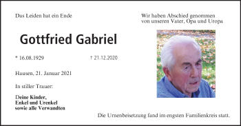 Anzeige von Gottfried Gabriel von MGO