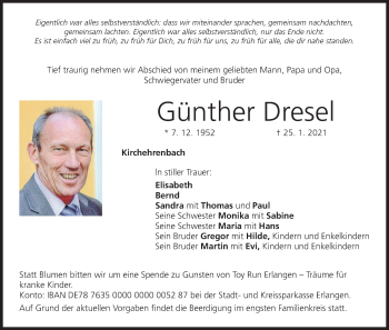 Anzeige von Günther Dresel von MGO