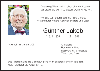 Anzeige von Günther Jakob von MGO