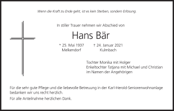 Anzeige von Hans Bär von MGO