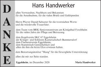 Anzeige von Hans Handwerker von MGO