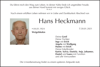Anzeige von Hans Heckmann von MGO