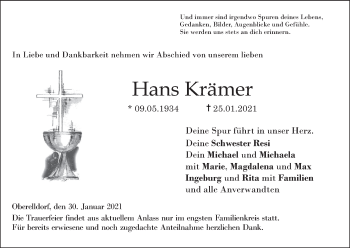 Anzeige von Hans Krämer von MGO