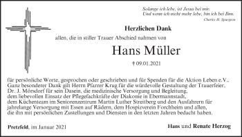 Anzeige von Hans Müller von MGO