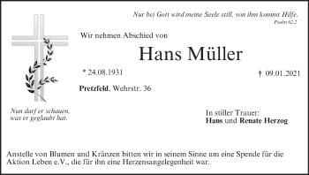 Anzeige von Hans Müller von MGO