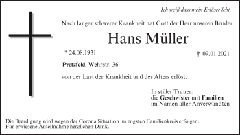 Anzeige von Hans Müller von MGO