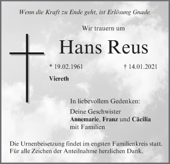 Anzeige von Hans Reus von MGO