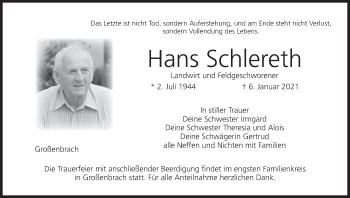 Anzeige von Hans Schlereth von MGO