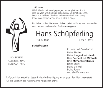 Anzeige von Hans Schüpferling von MGO