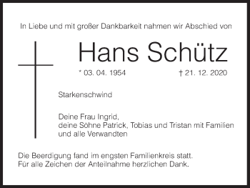 Anzeige von Hans Schütz von MGO
