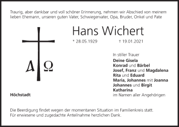 Anzeige von Hans Wichert von MGO