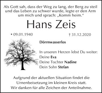 Anzeige von Hans Zeis von MGO