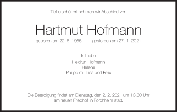 Anzeige von Hartmut Hofmann von MGO