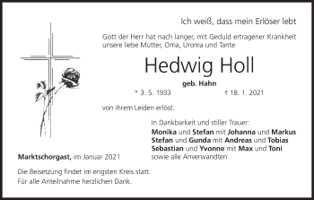 Anzeige von Hedwig Holl von MGO