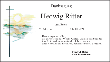 Anzeige von Hedwig Ritter von MGO