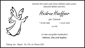 Anzeige von Heidrun Haeffner von MGO