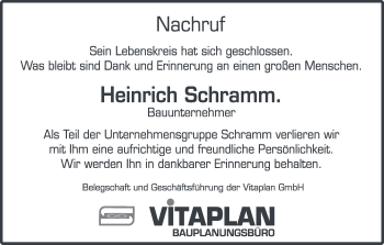Anzeige von Heinrich Schramm von MGO