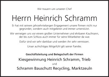 Anzeige von Heinrich Schramm von MGO