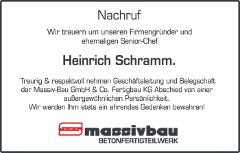 Anzeige von Heinrich Schramm von MGO