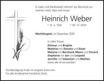 Anzeige von Heinrich Weber von MGO