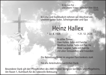 Anzeige von Heinz Hallex von MGO