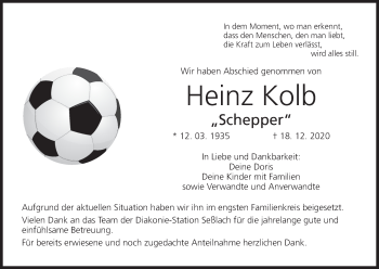 Anzeige von Heinz Kolb von MGO