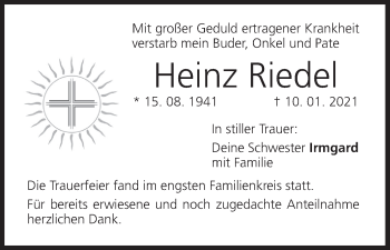 Anzeige von Heinz Riedel von MGO