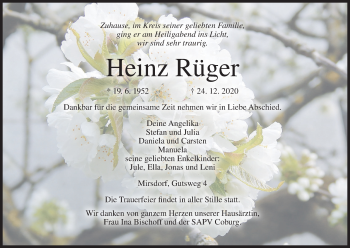 Anzeige von Heinz Rüger von MGO