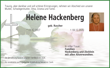 Anzeige von Helene Hackenberg von MGO