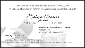 Anzeige von Helga Bauer von MGO
