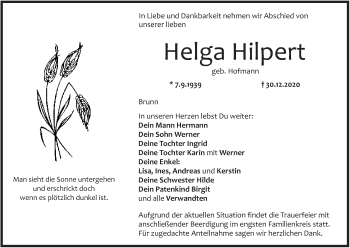 Anzeige von Helga Hilpert von MGO